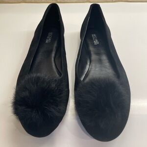 Michael Kors Black Flats with Pom-Pom Detail - Size 7 - Never worn
